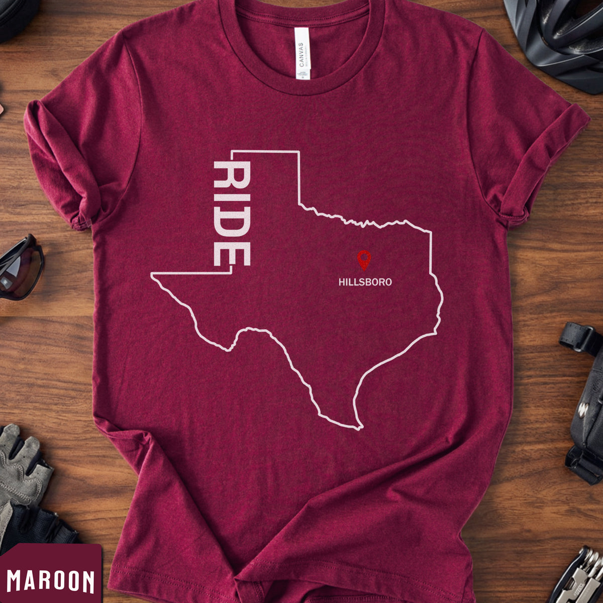 Texas Cycling Map T-Shirt | Ride Texas Biker Gift Tee