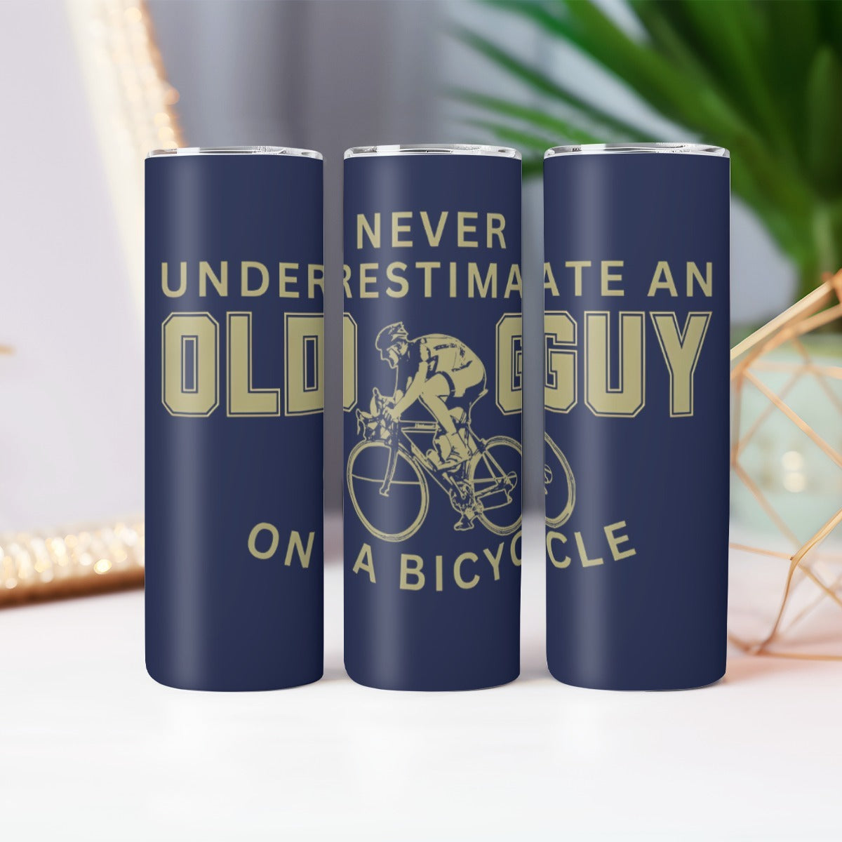 Old Guy Bicycle Skinny Tumbler