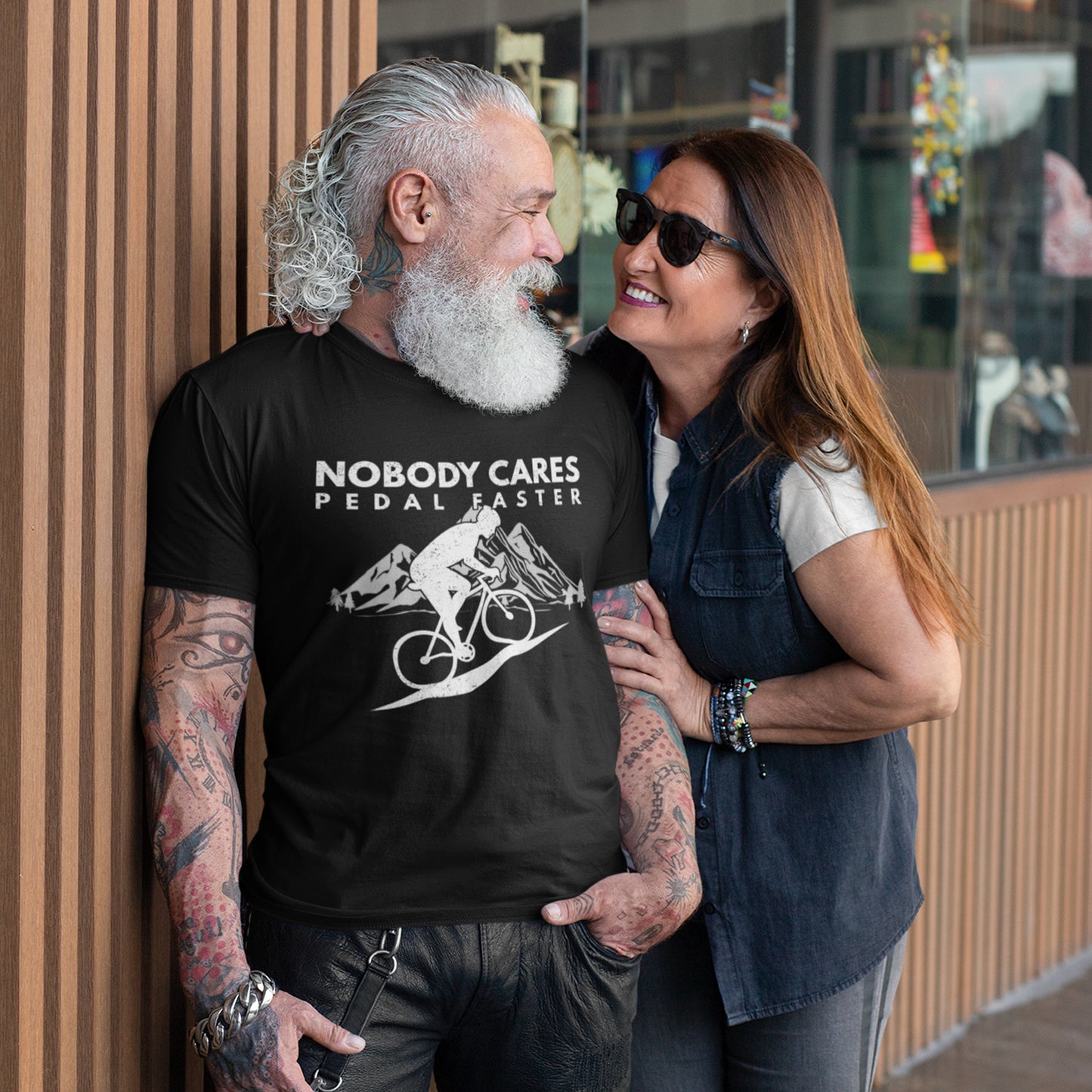 "Nobody Cares Pedal Faster" T-Shirt | Funny Motivational Cycling Tee