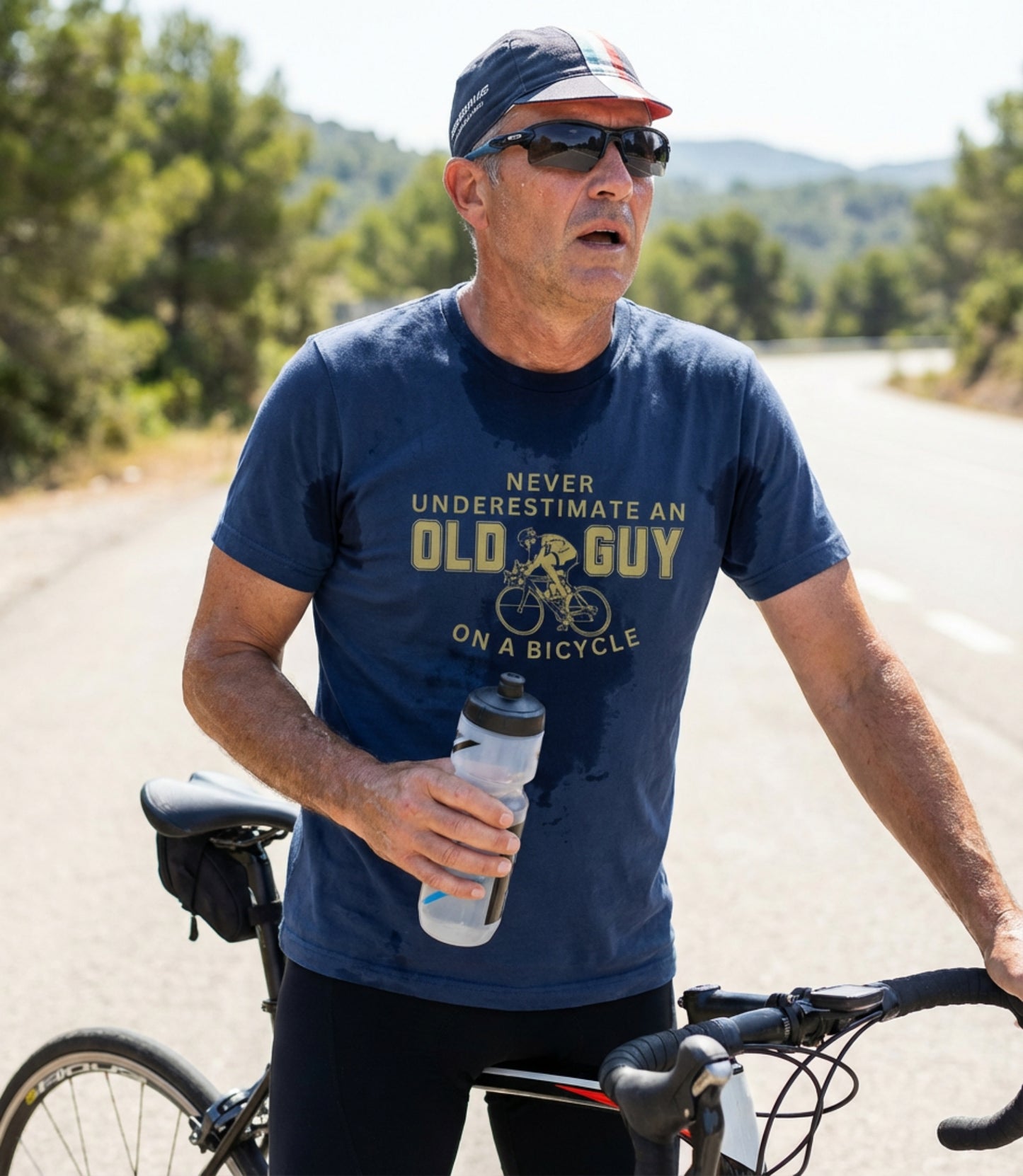 "Never Underestimate an Old Guy" T-Shirt | Veteran Cyclist Gift