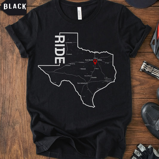 Hillsboro Texas Cycling T-Shirt | Local Ride Map Tee