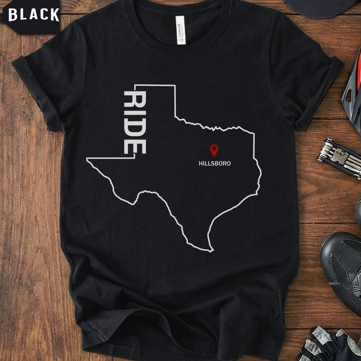 Texas Cycling Map T-Shirt | Ride Texas Biker Gift Tee