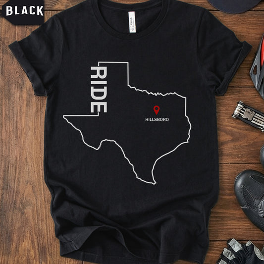 Texas Cycling Map T-Shirt | Ride Texas Biker Gift Tee