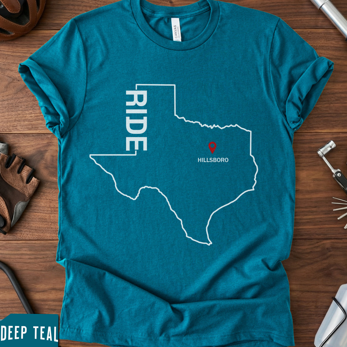 Texas Cycling Map T-Shirt | Ride Texas Biker Gift Tee