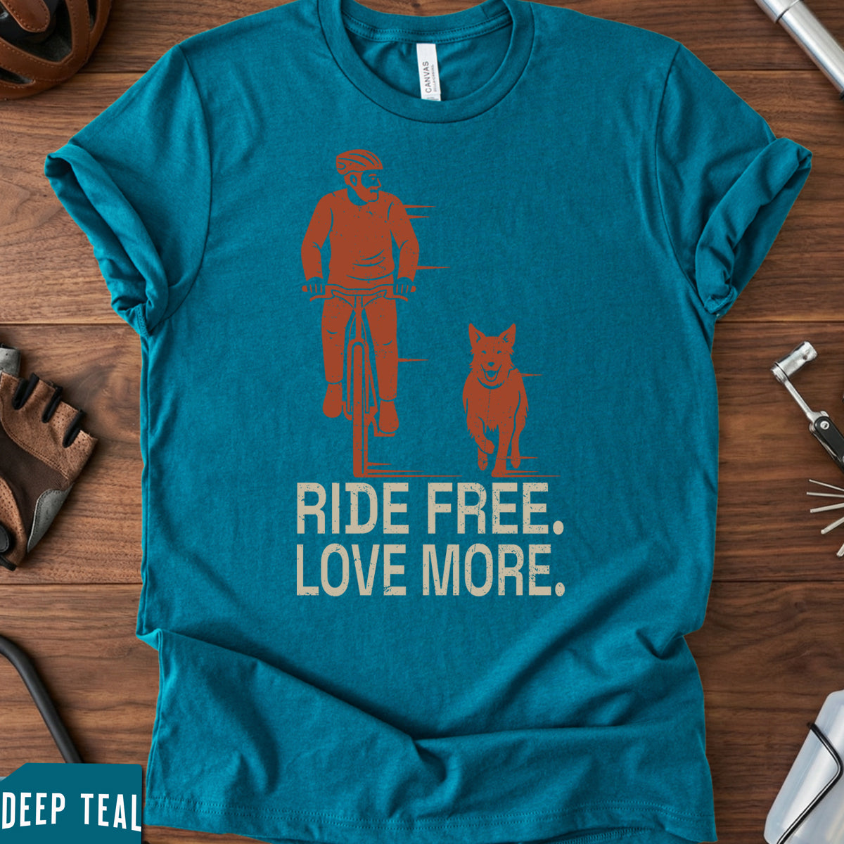 Cycling With Pet T-Shirt | "Ride Free Love More" Cyclist Gift