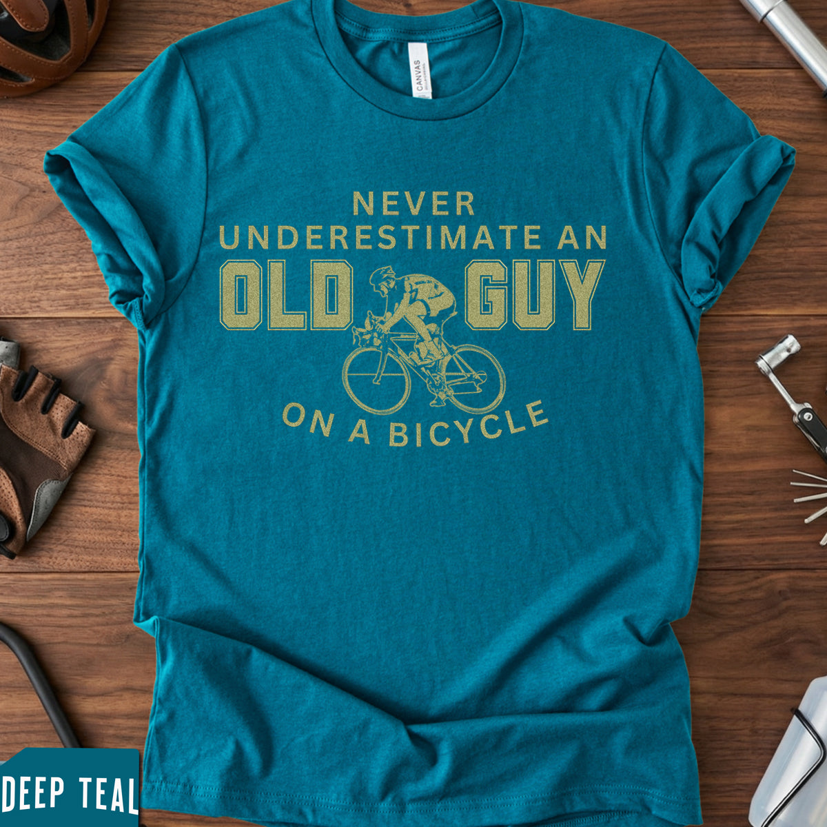 "Never Underestimate an Old Guy" T-Shirt | Veteran Cyclist Gift