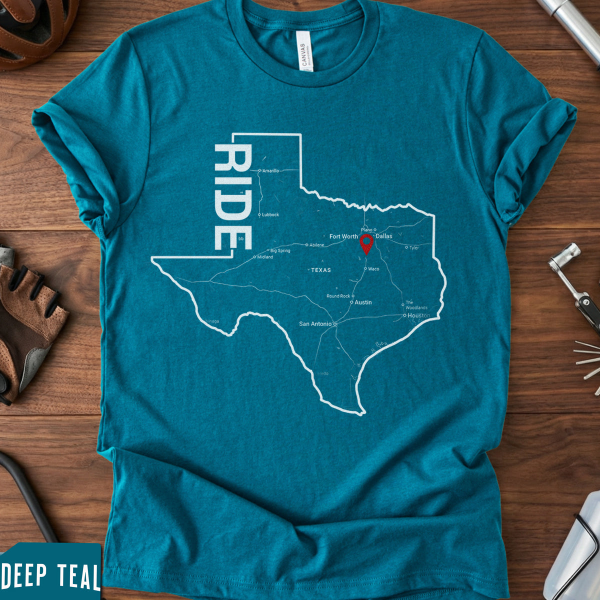 Hillsboro Texas Cycling T-Shirt | Local Ride Map Tee