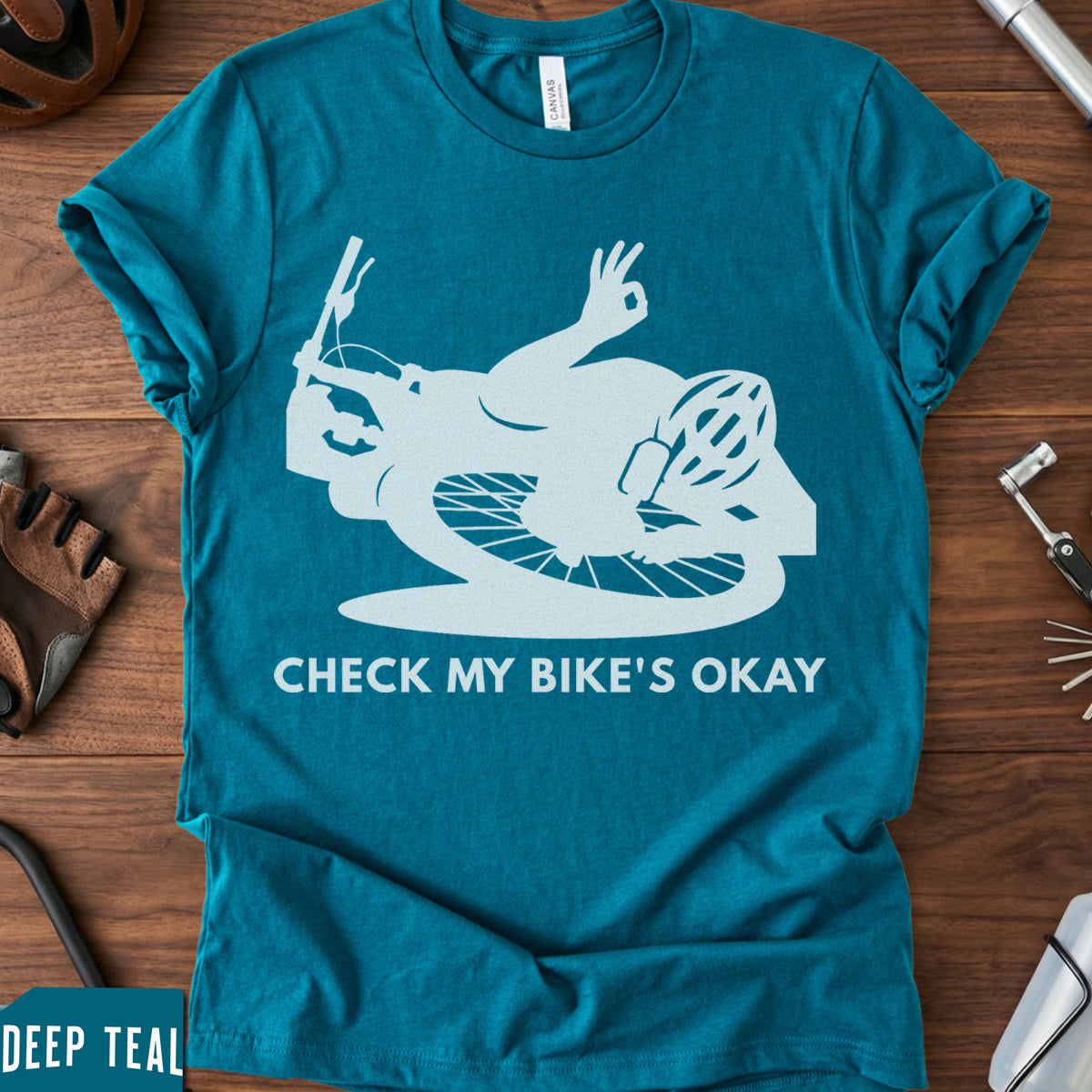 Funny Cycling T-Shirt | Check My Bike's Okay Joke Tee