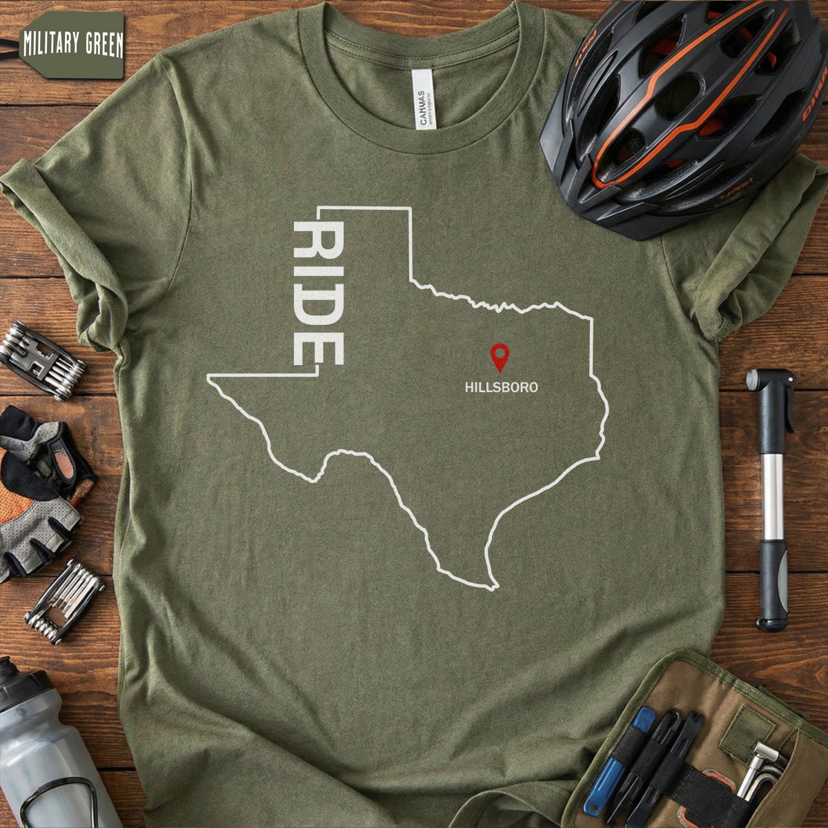 Texas Cycling Map T-Shirt | Ride Texas Biker Gift Tee