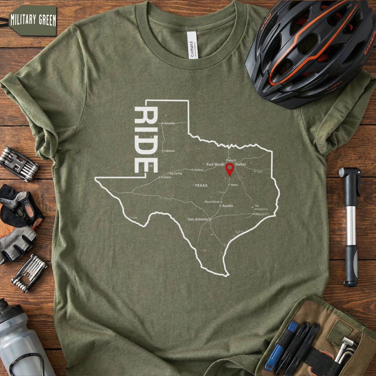 Hillsboro Texas Cycling T-Shirt | Local Ride Map Tee