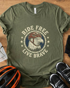 "Ride Free Live Brave"T-Shirt