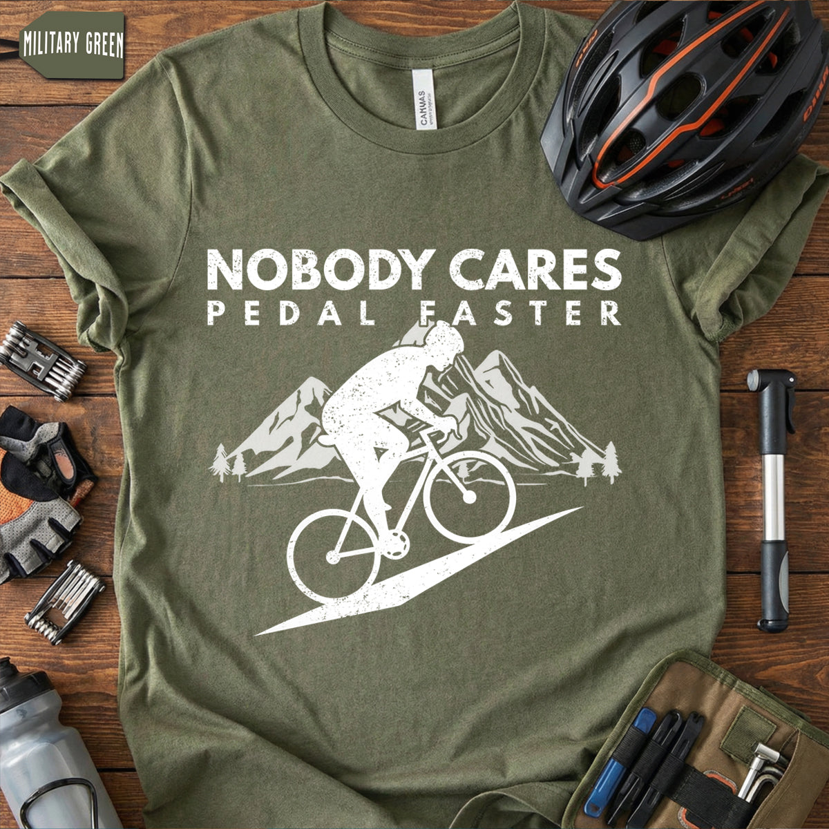"Nobody Cares Pedal Faster" T-Shirt | Funny Motivational Cycling Tee