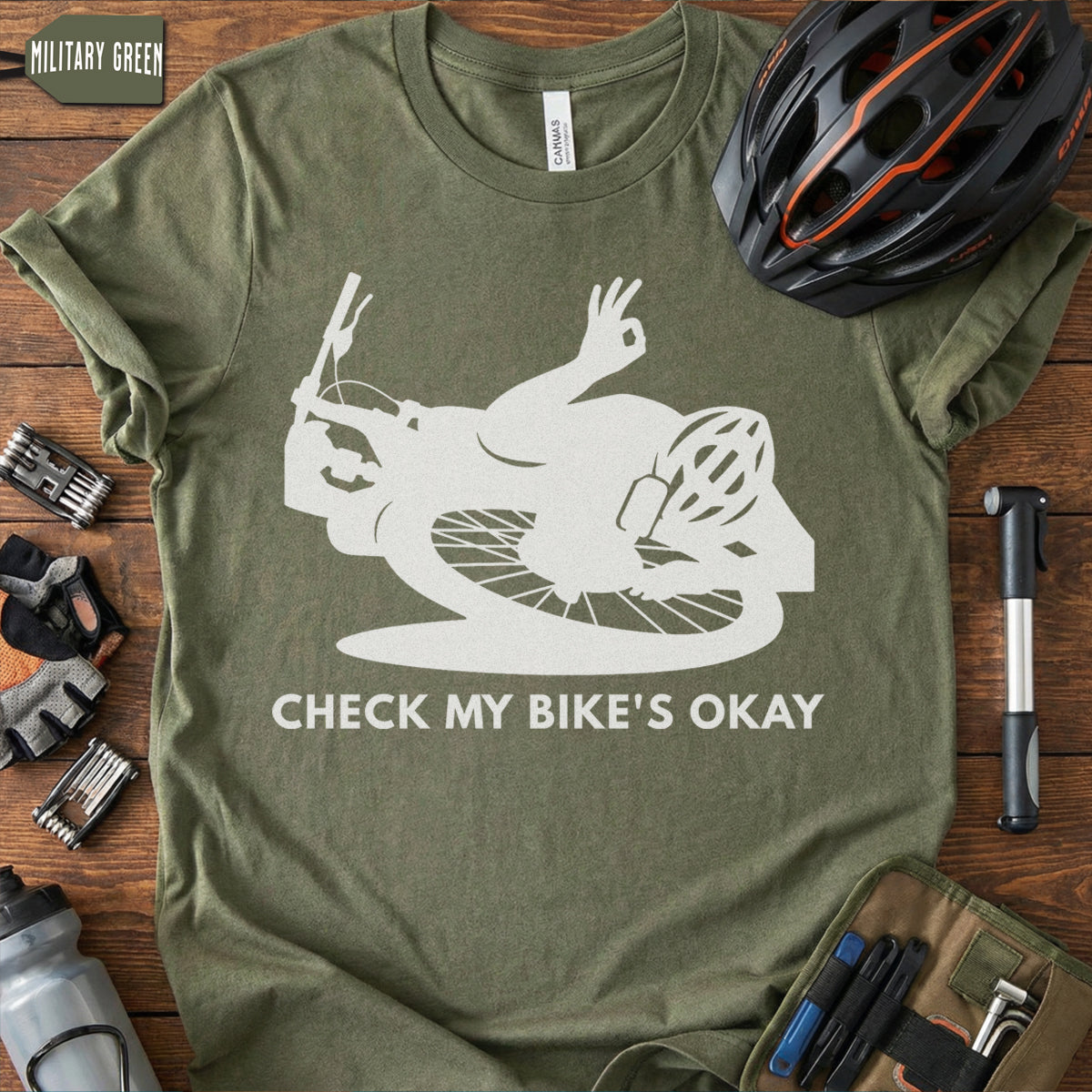 Funny Cycling T-Shirt | Check My Bike's Okay Joke Tee