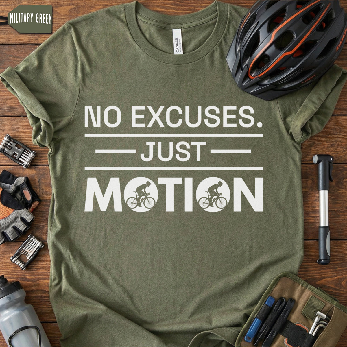 "No Excuses Just Motion" T-Shirt | Motivational Cycling Tee