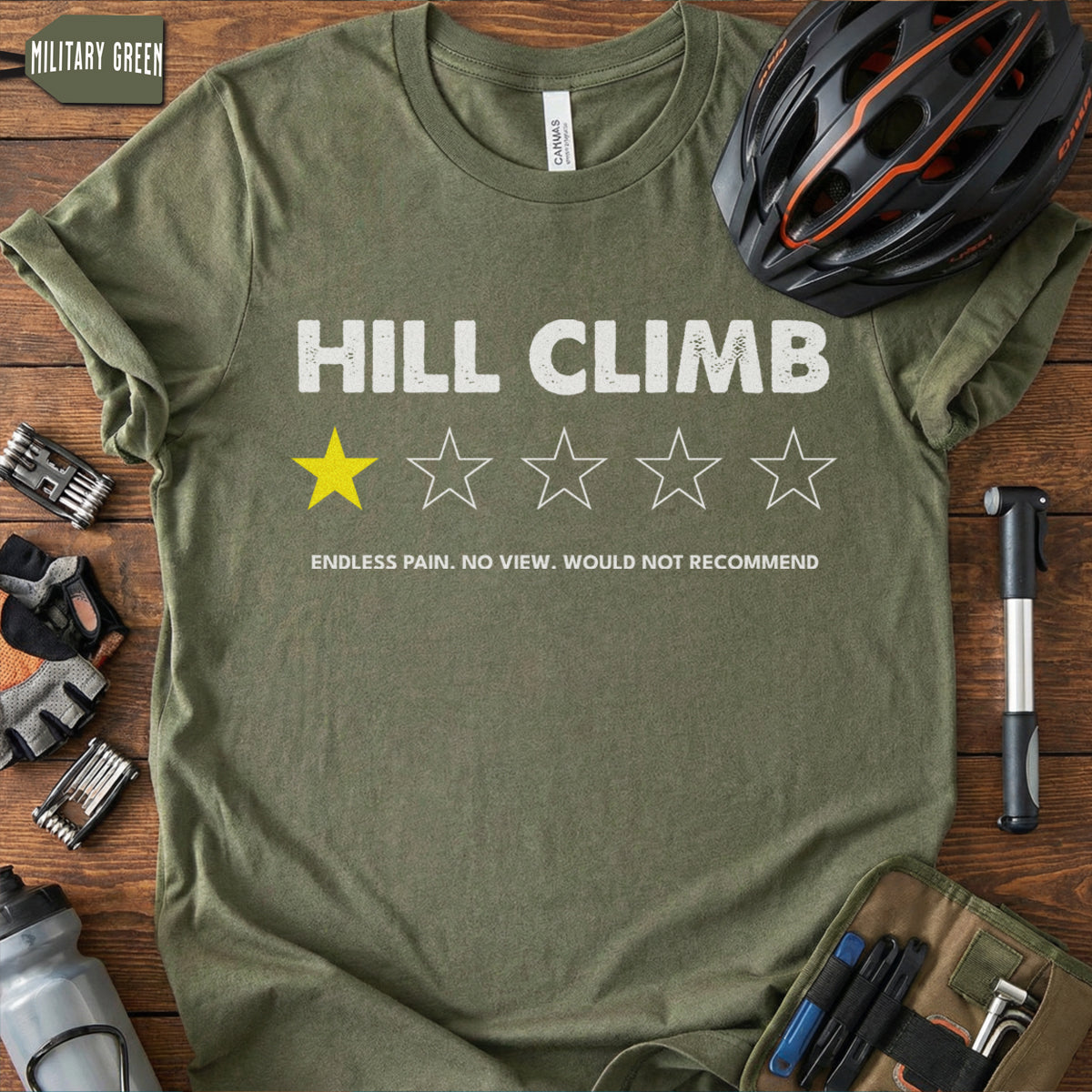 Funny Hill Climb T-Shirt | Sarcastic Cycling Review Tee
