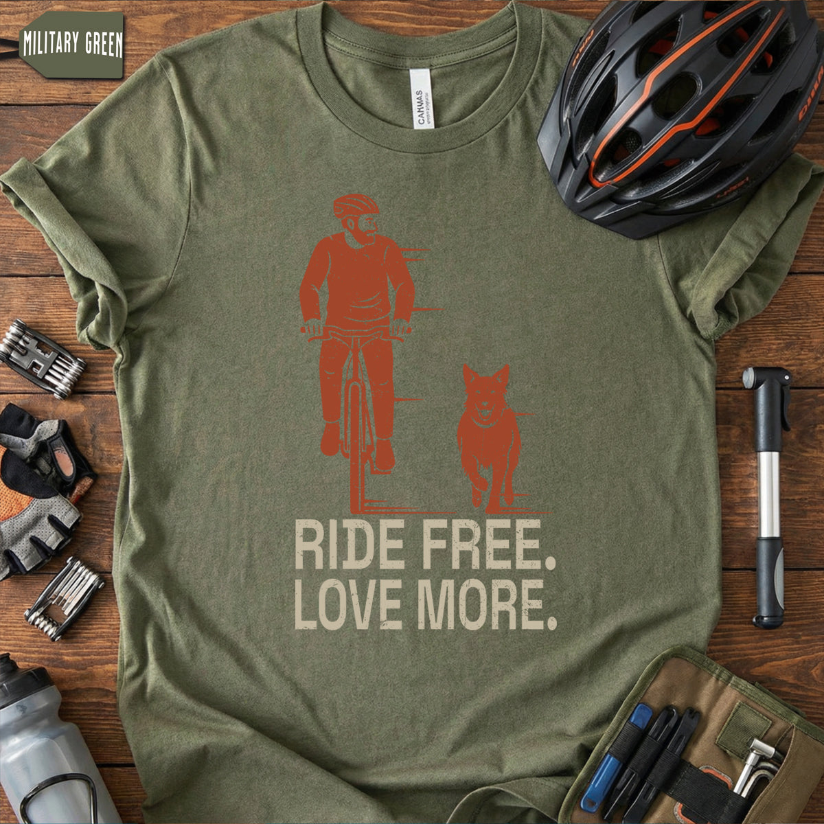 Cycling With Pet T-Shirt | "Ride Free Love More" Cyclist Gift