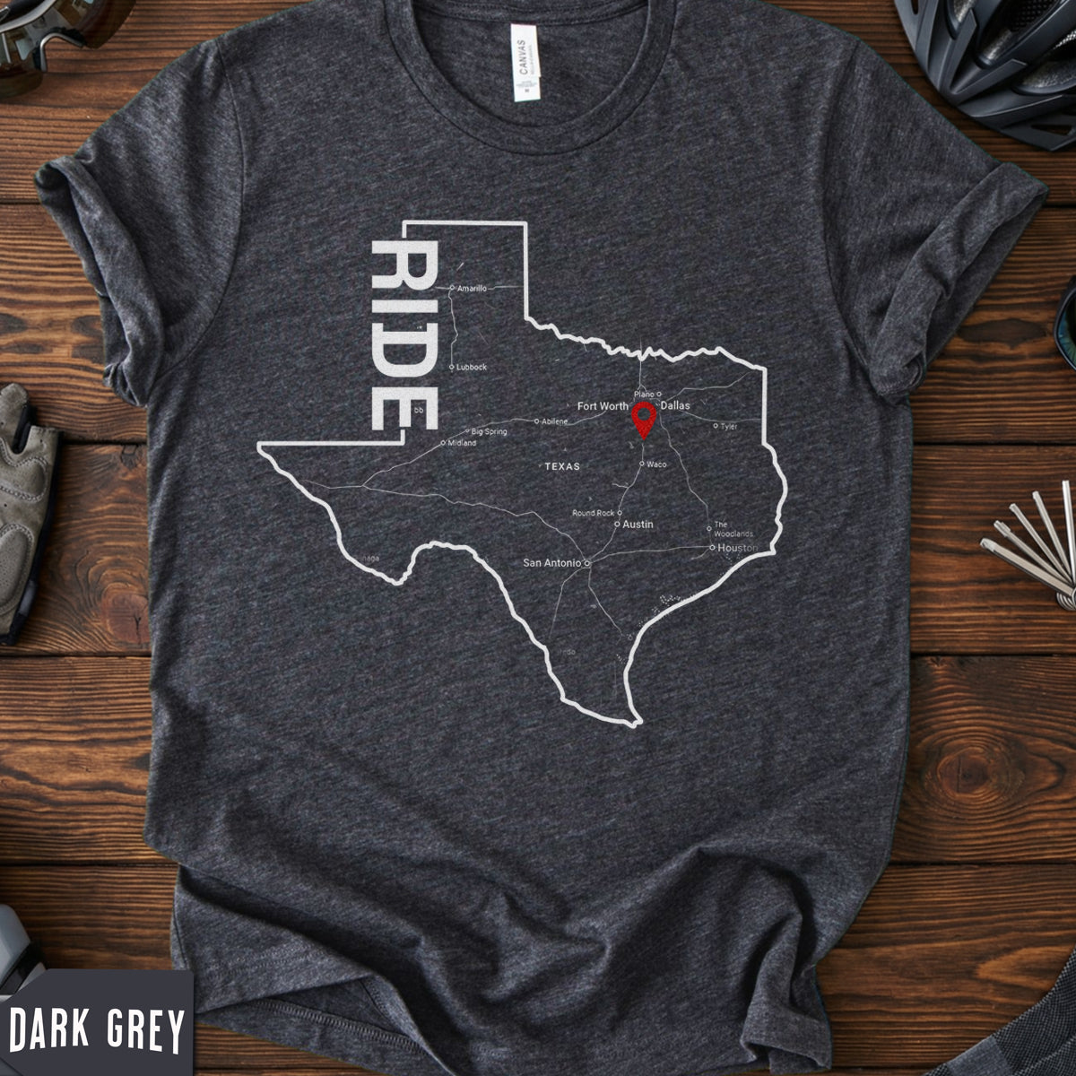 Hillsboro Texas Cycling T-Shirt | Local Ride Map Tee