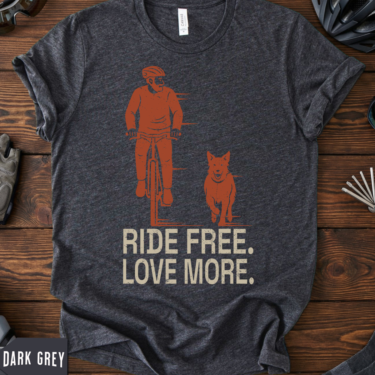 Cycling With Pet T-Shirt | "Ride Free Love More" Cyclist Gift