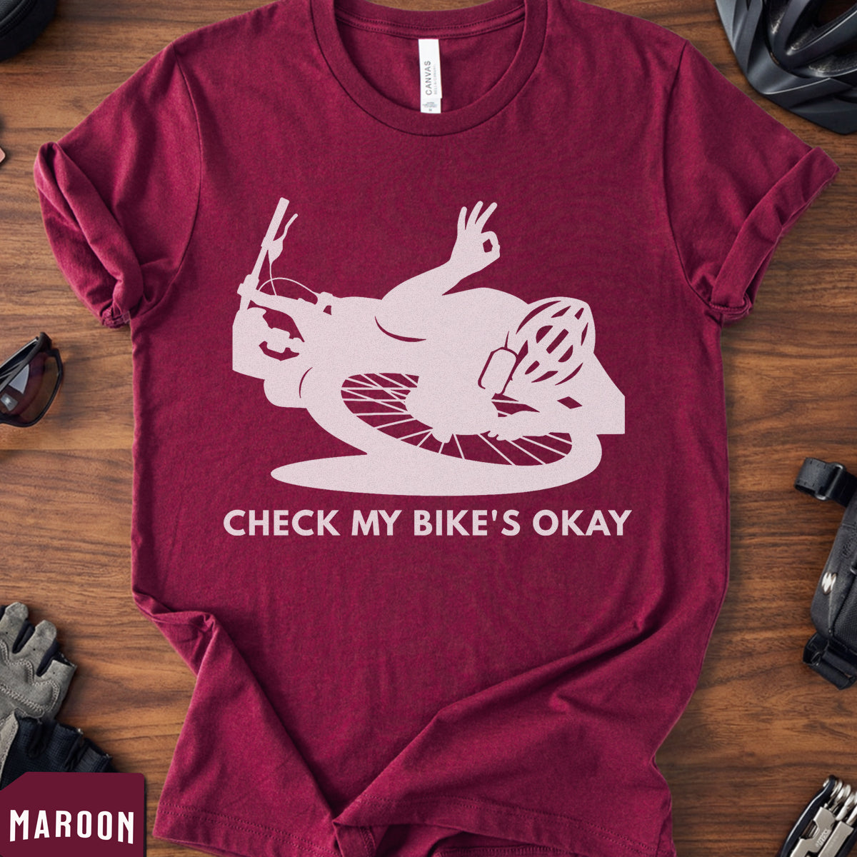 Funny Cycling T-Shirt | Check My Bike's Okay Joke Tee