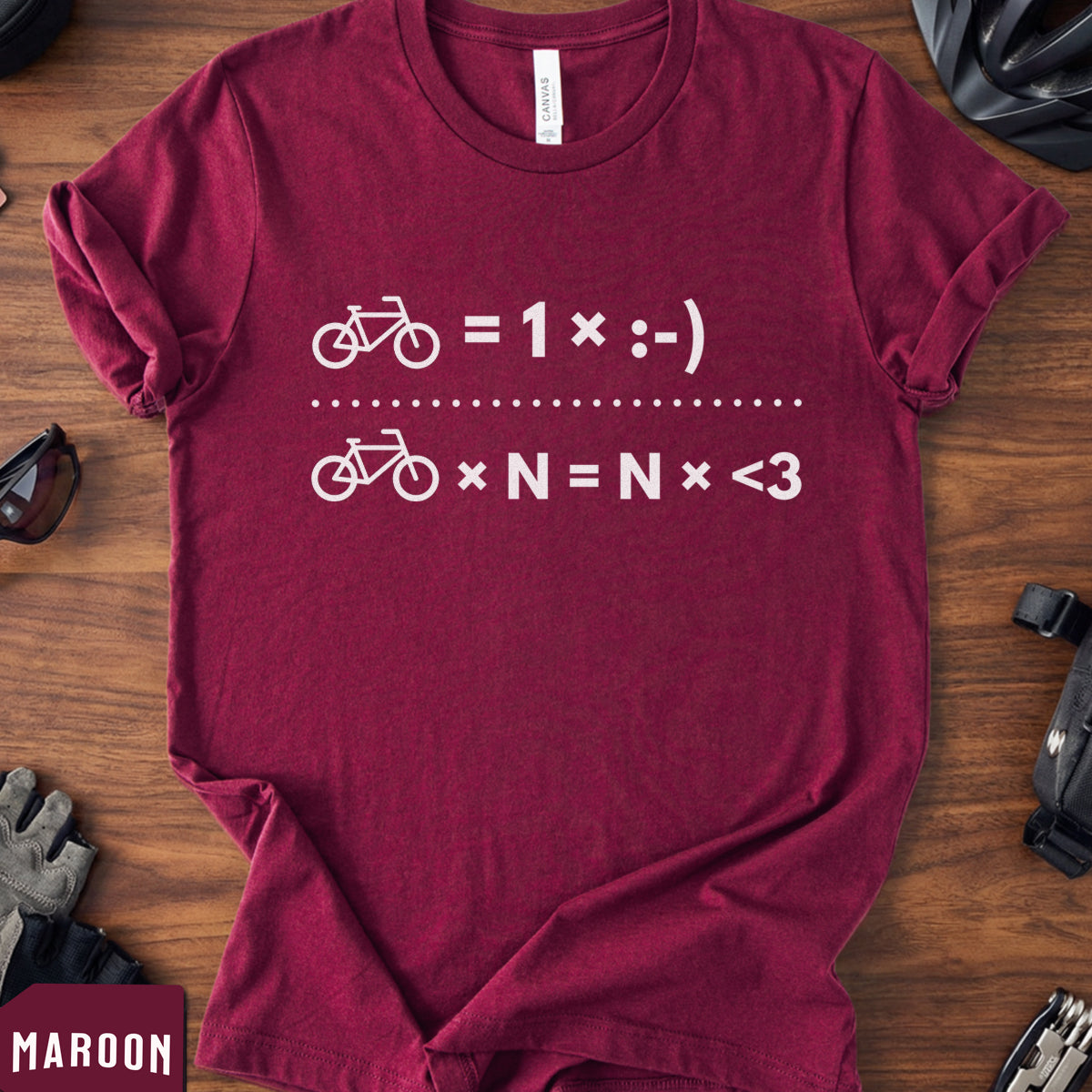 Funny Cycling Math T-Shirt | Bike Lover Equation Tee