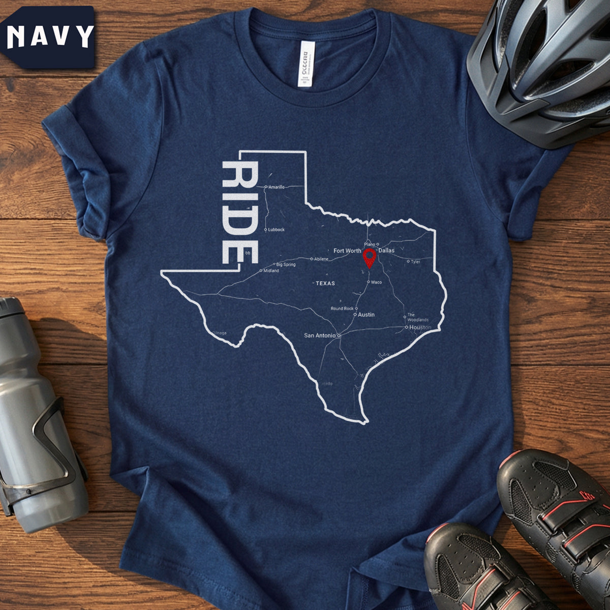 Hillsboro Texas Cycling T-Shirt | Local Ride Map Tee
