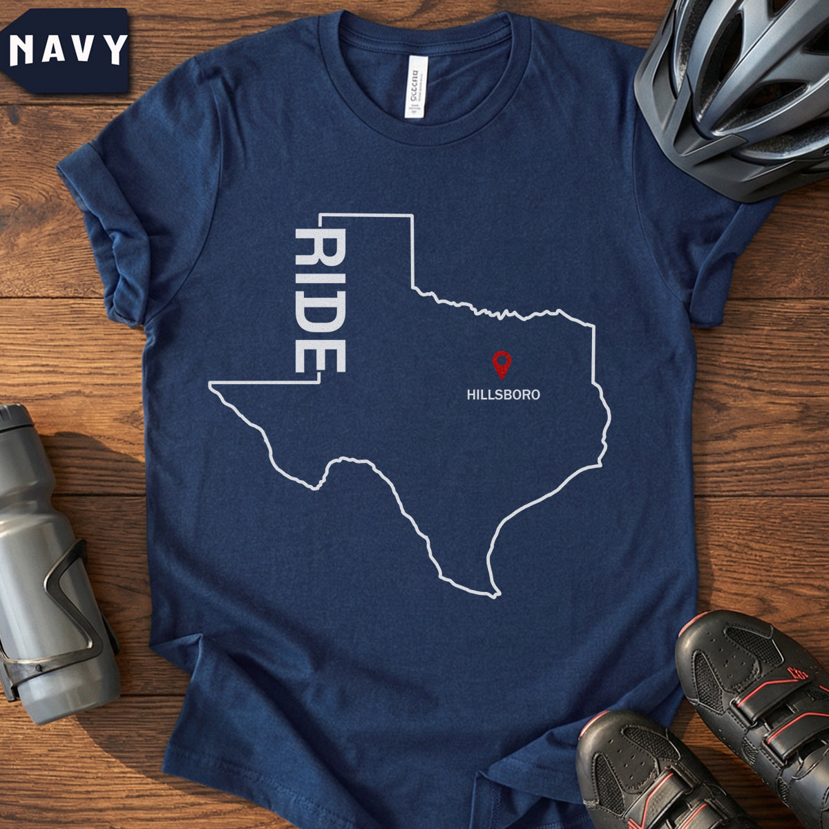 Texas Cycling Map T-Shirt | Ride Texas Biker Gift Tee