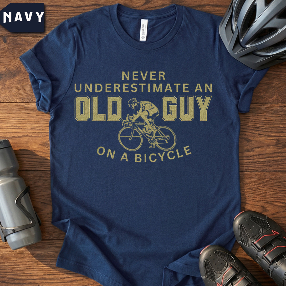 "Never Underestimate an Old Guy" T-Shirt | Veteran Cyclist Gift